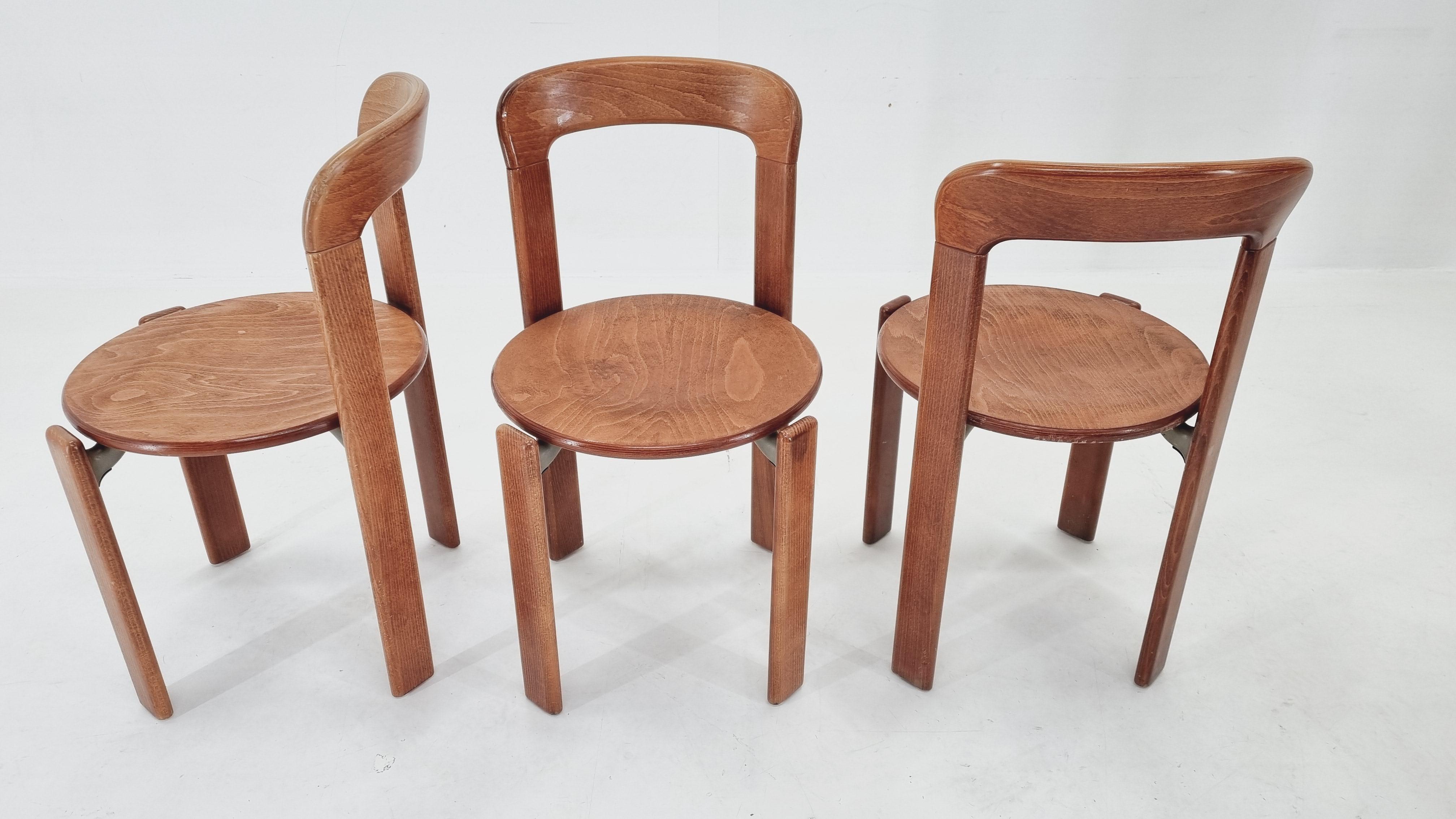 Late 20th Century Set of Three Rey Chairs by Bruno Rey, Switzerland, 1970s