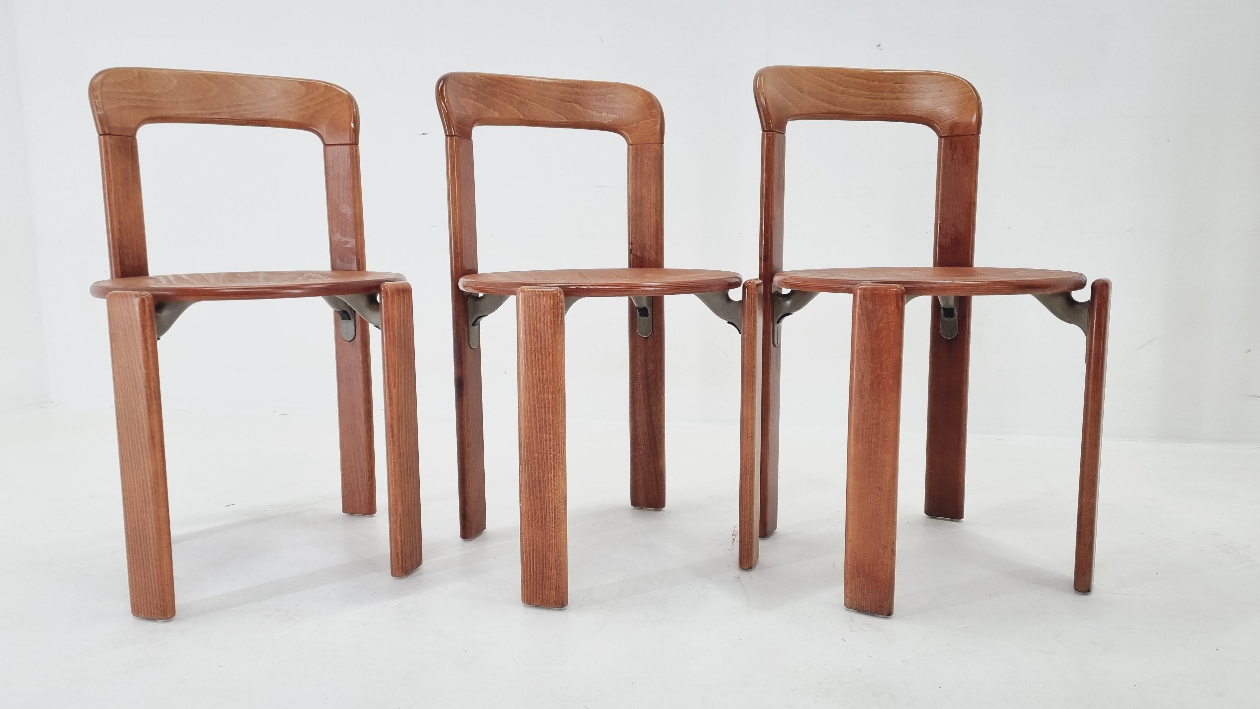 Set of Three Rey Chairs by Bruno Rey, Switzerland, 1970s 1
