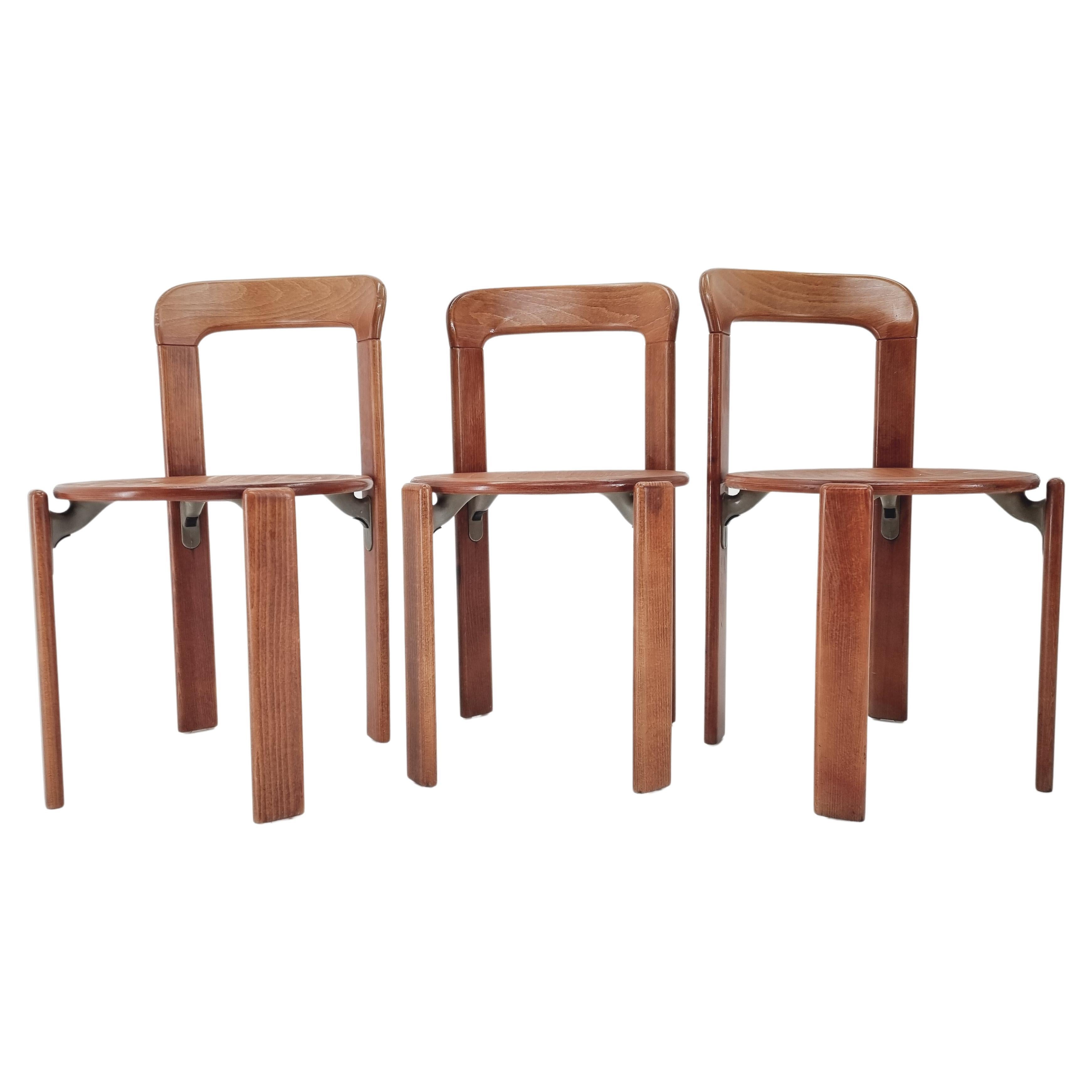 Set of Three Rey Chairs by Bruno Rey, Switzerland, 1970s