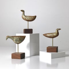 Set of Three Richard Peeler Glazed Ceramic Studio Pottery Bird Sculptures 1960's