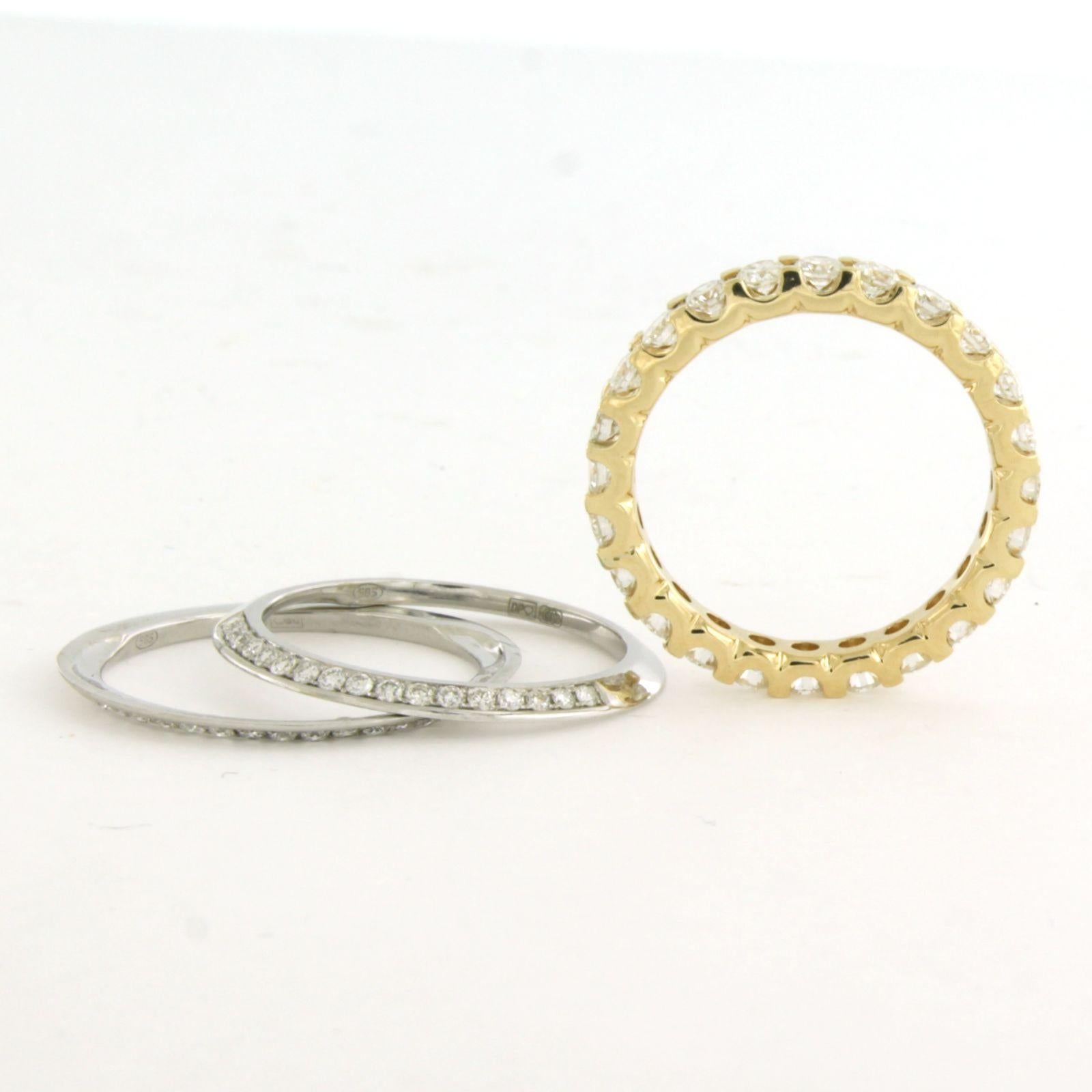 Set of three ring with brilliant cut diamonds up to 1.75ct 14k gold 6.1 grams In New Condition For Sale In The Hague, ZH