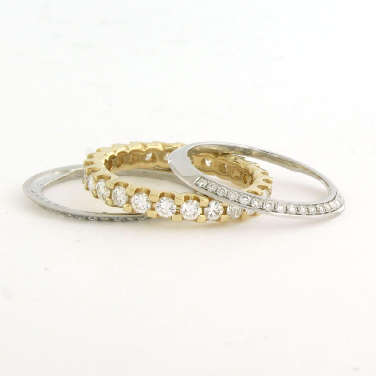 Women's Set of three ring with brilliant cut diamonds up to 1.75ct 14k gold 6.1 grams For Sale