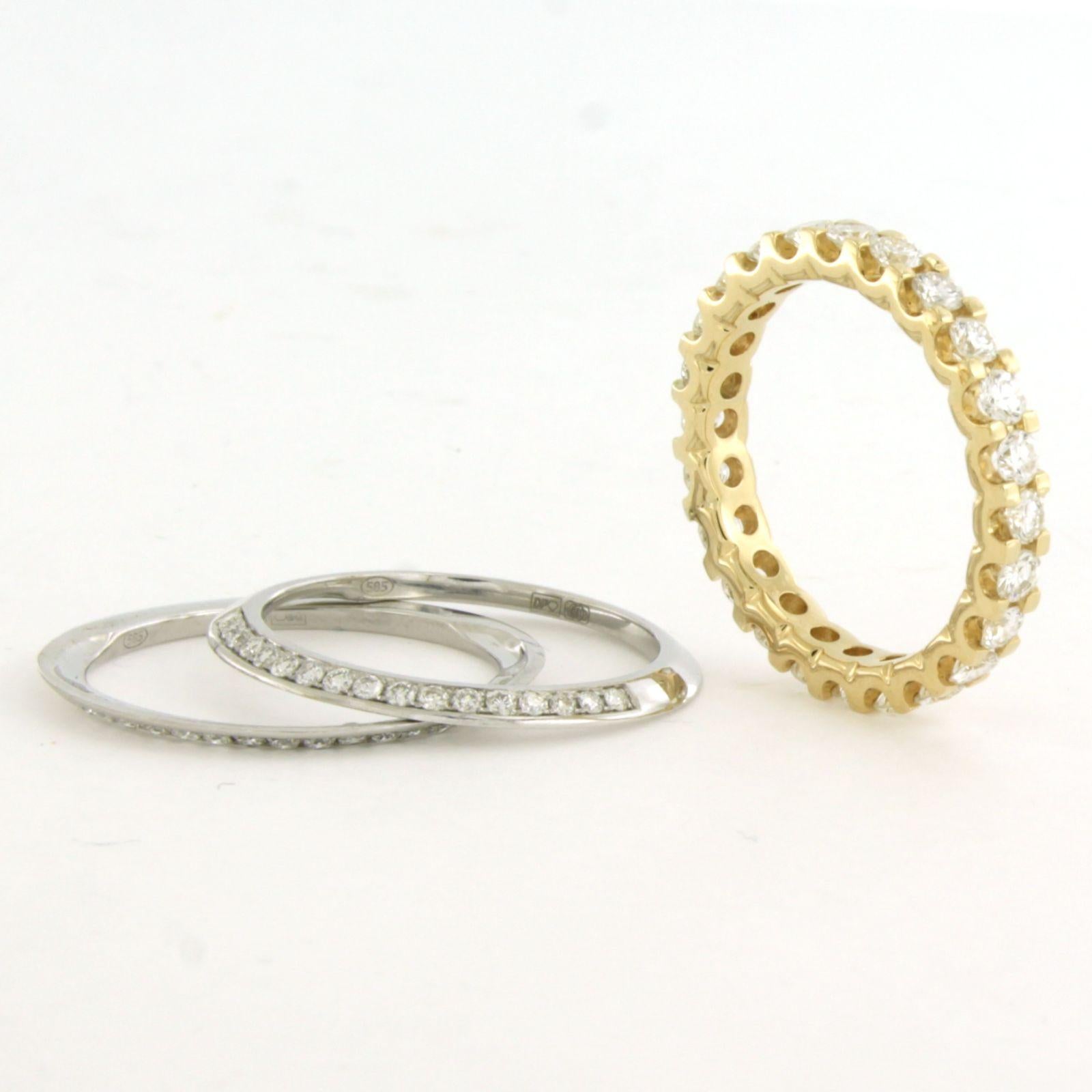 Set of three ring with brilliant cut diamonds up to 1.75ct 14k gold 6.1 grams For Sale 1