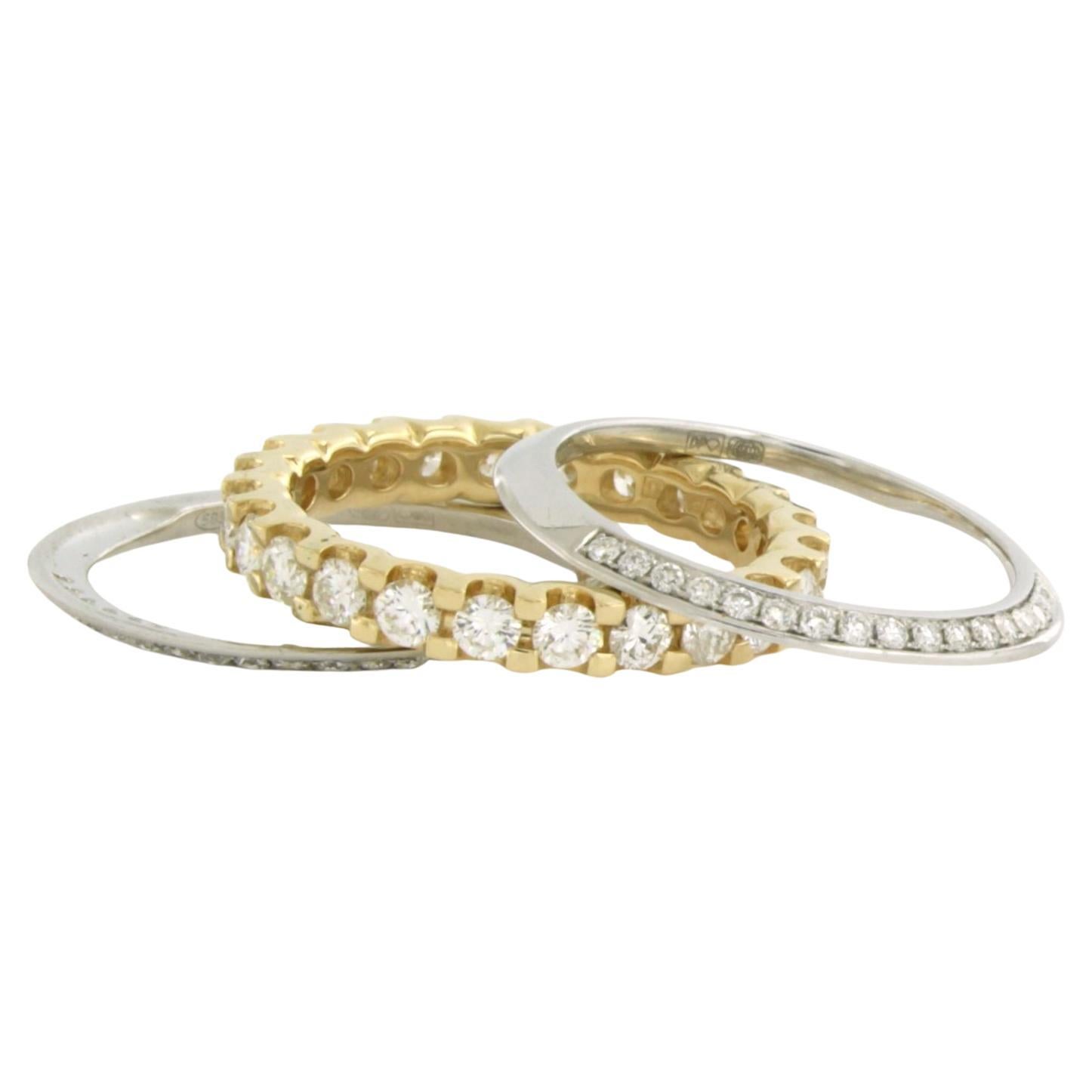 Set of three ring with brilliant cut diamonds up to 1.75ct 14k gold 6.1 grams