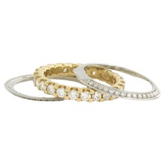 Set of three ring with brilliant cut diamonds up to 1.75ct 14k gold 6.1 grams