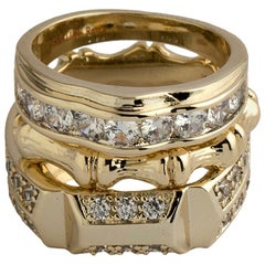 Set of Three Rings in 10 Carat Light Gold Plated and Crystal 