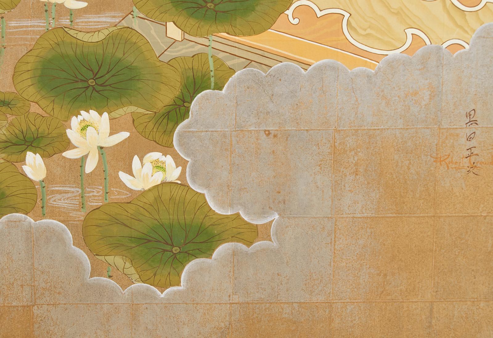 Set of Three Robert Crowder Chinoiserie Landscape Panels For Sale 1