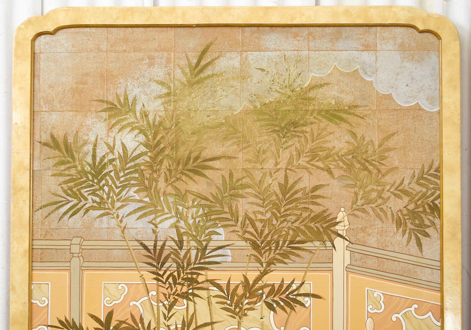 American Set of Three Robert Crowder Chinoiserie Landscape Panels For Sale