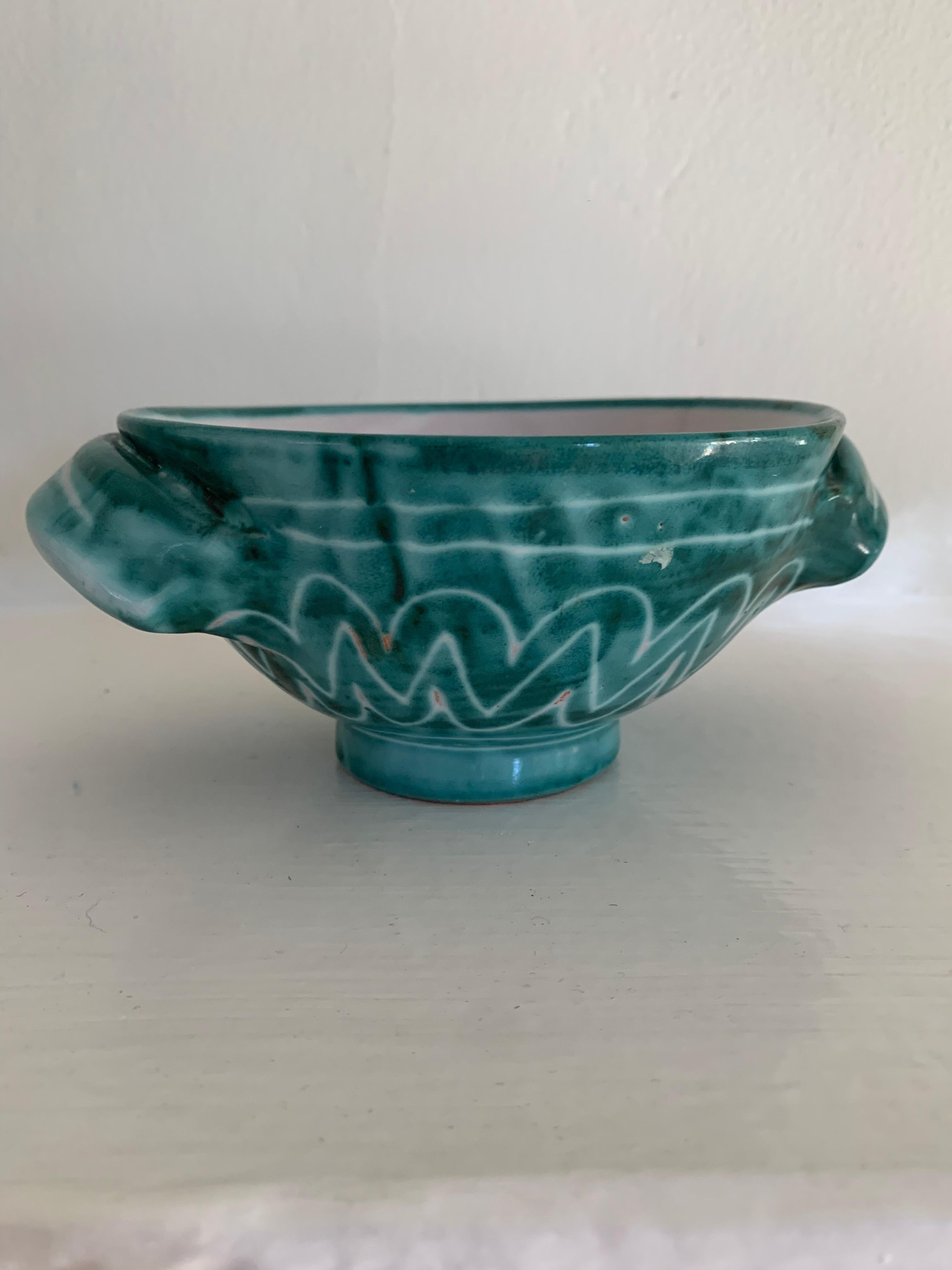 XX secolo Set di tre ciotole con manico Robert Picault, Vallauris, Francia, anni '50 in vendita