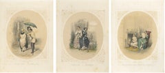 Set of Three Romantic Courtship & Social Satire Lithographs, Berlin, circa 1850