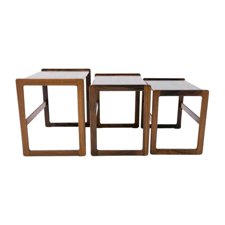 Set of Three Rosewood Cube Nesting Tables, Scandinavian Modern, 1970s