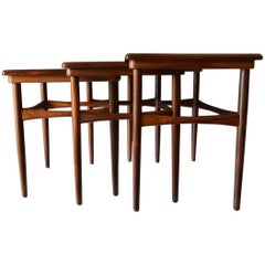 Set of Three Rosewood Nesting Tables by Poul Hundevad, circa 1960