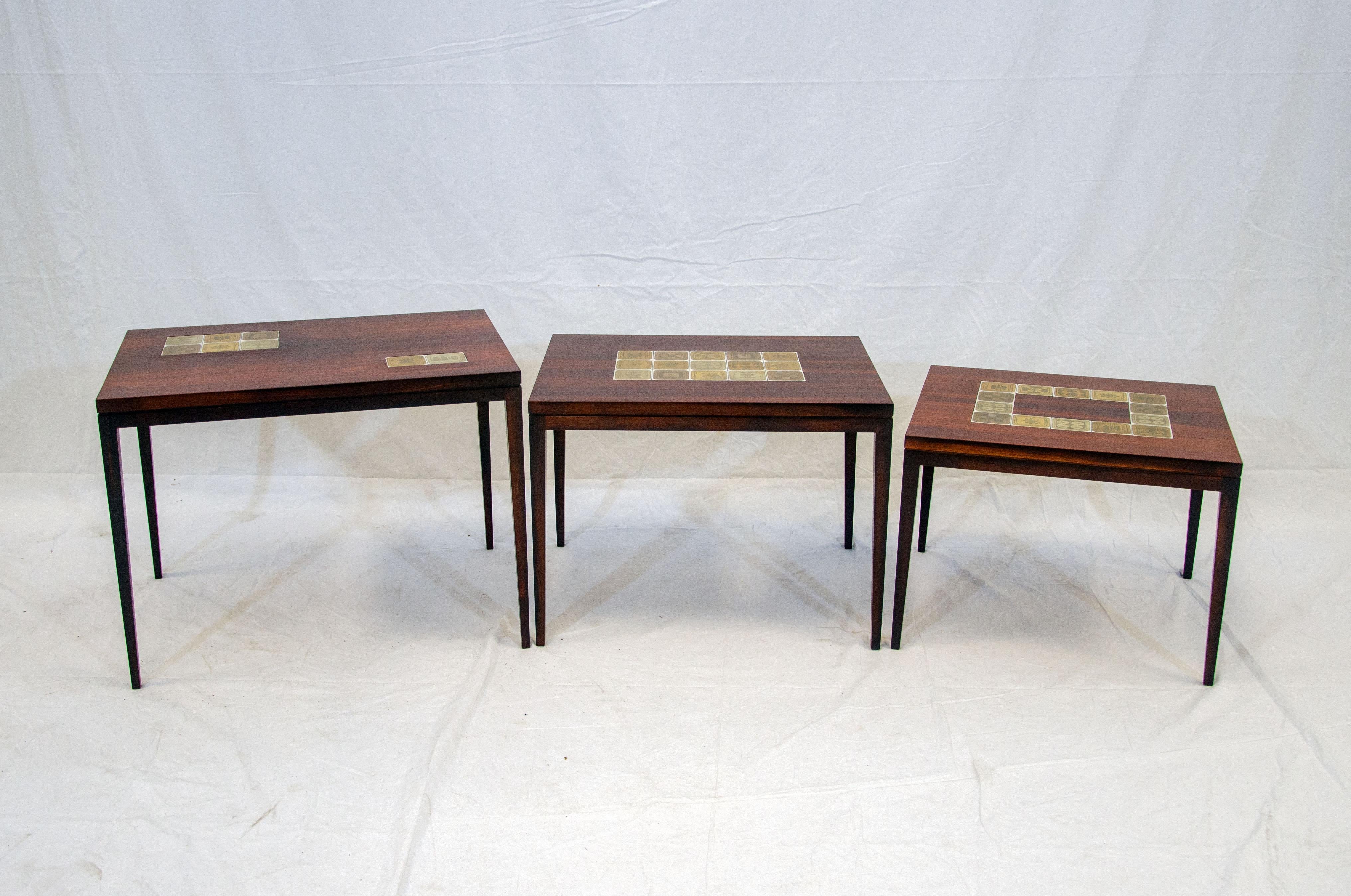Set of Three Rosewood Nesting Tables, Rosenthal-Germany For Sale 1