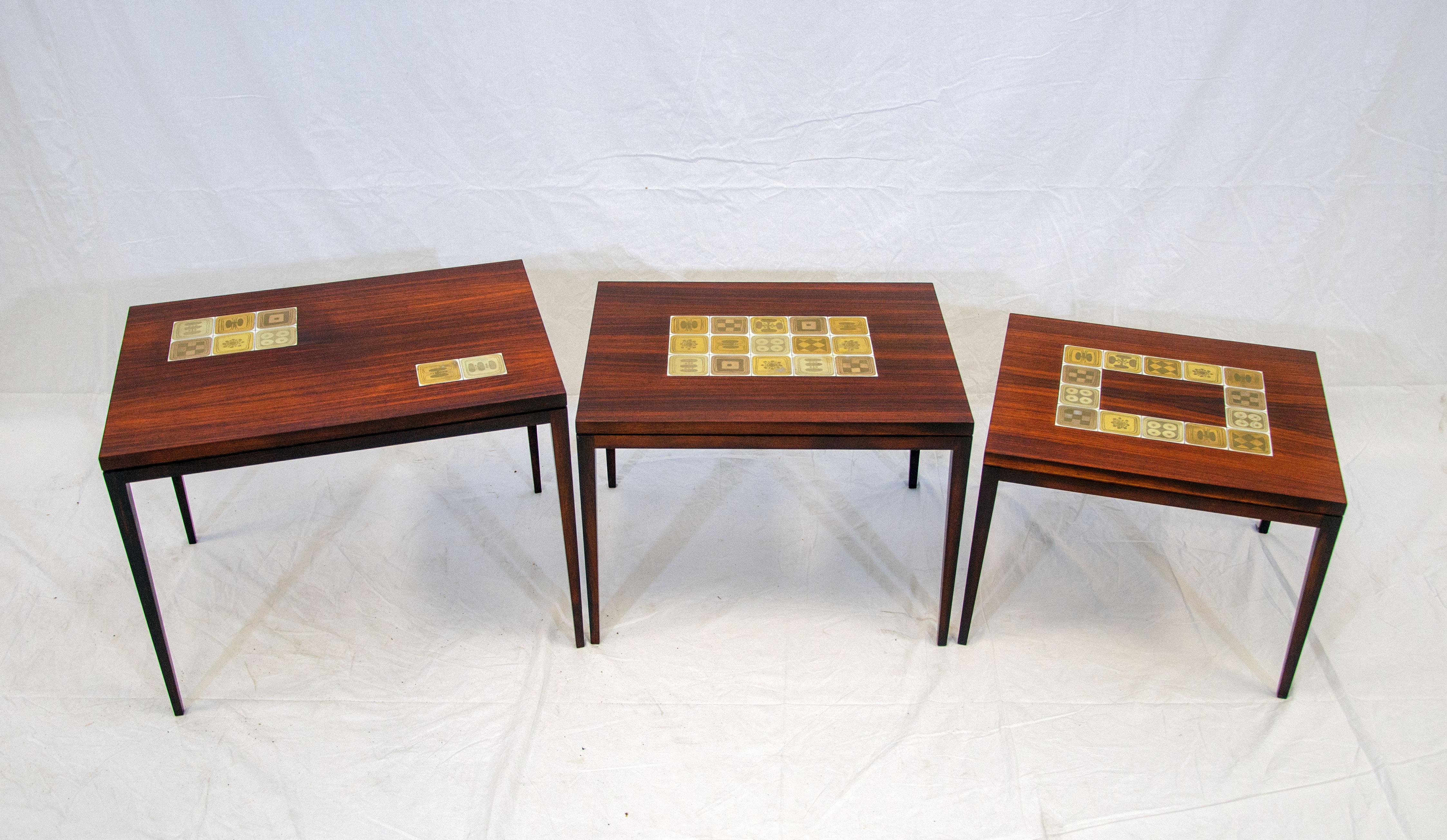 Set of Three Rosewood Nesting Tables, Rosenthal-Germany For Sale 2