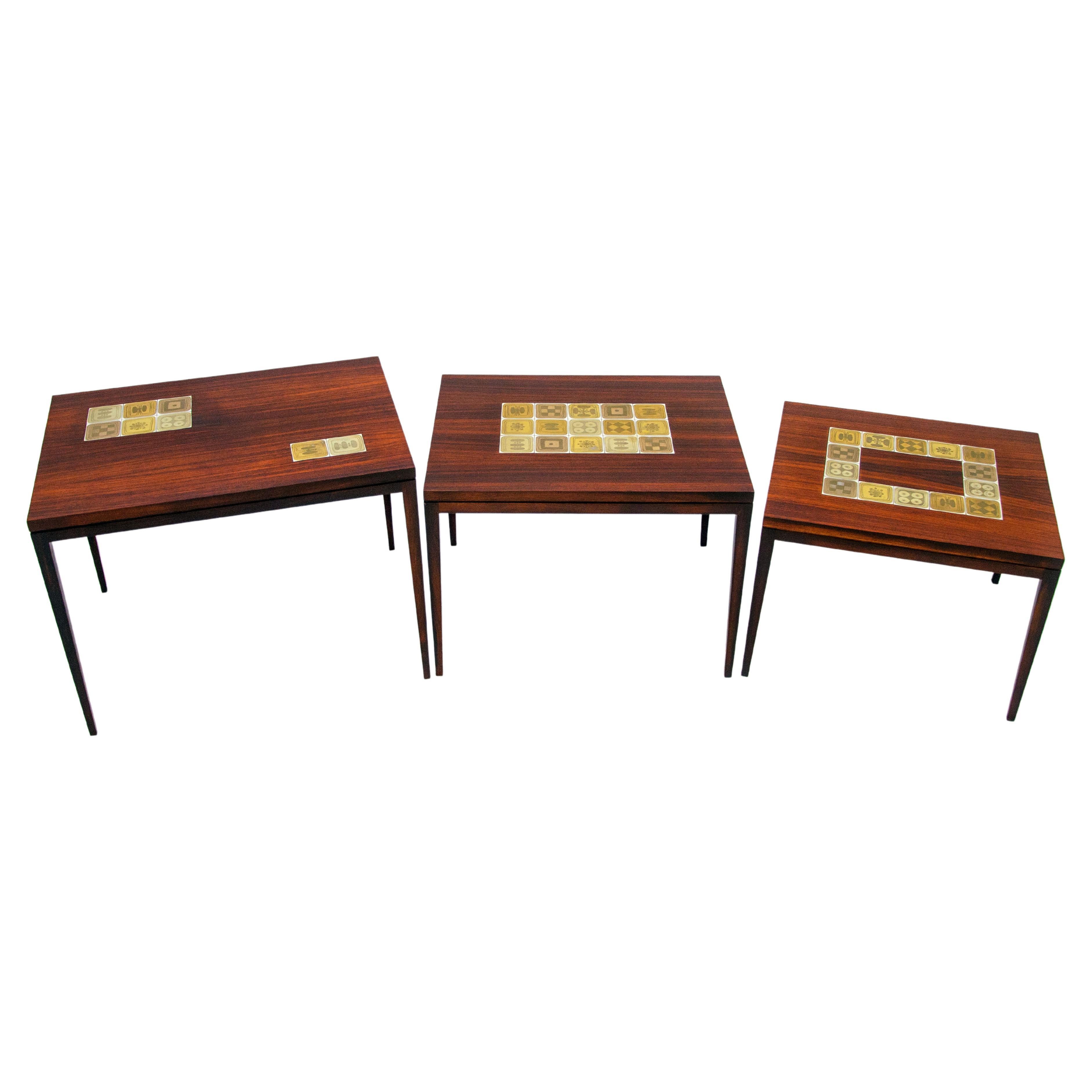 Set of Three Rosewood Nesting Tables, Rosenthal-Germany For Sale