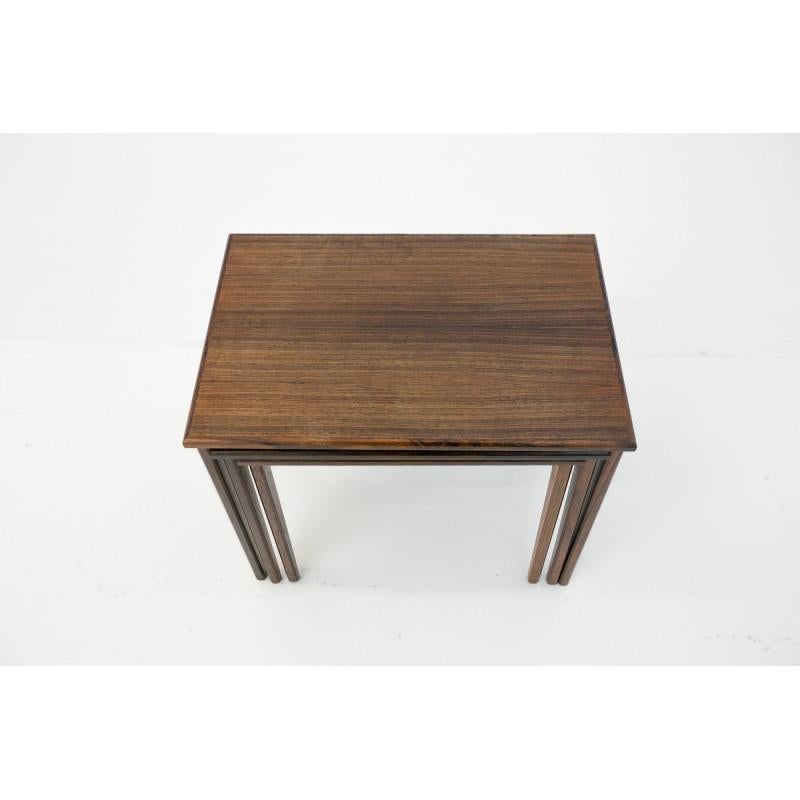 Set of Three Rosewood Nesting Tables, Scandinavian Modern, 1970s For Sale 2