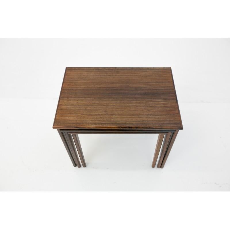 Set of Three Rosewood Nesting Tables, Scandinavian Modern, 1970s 2