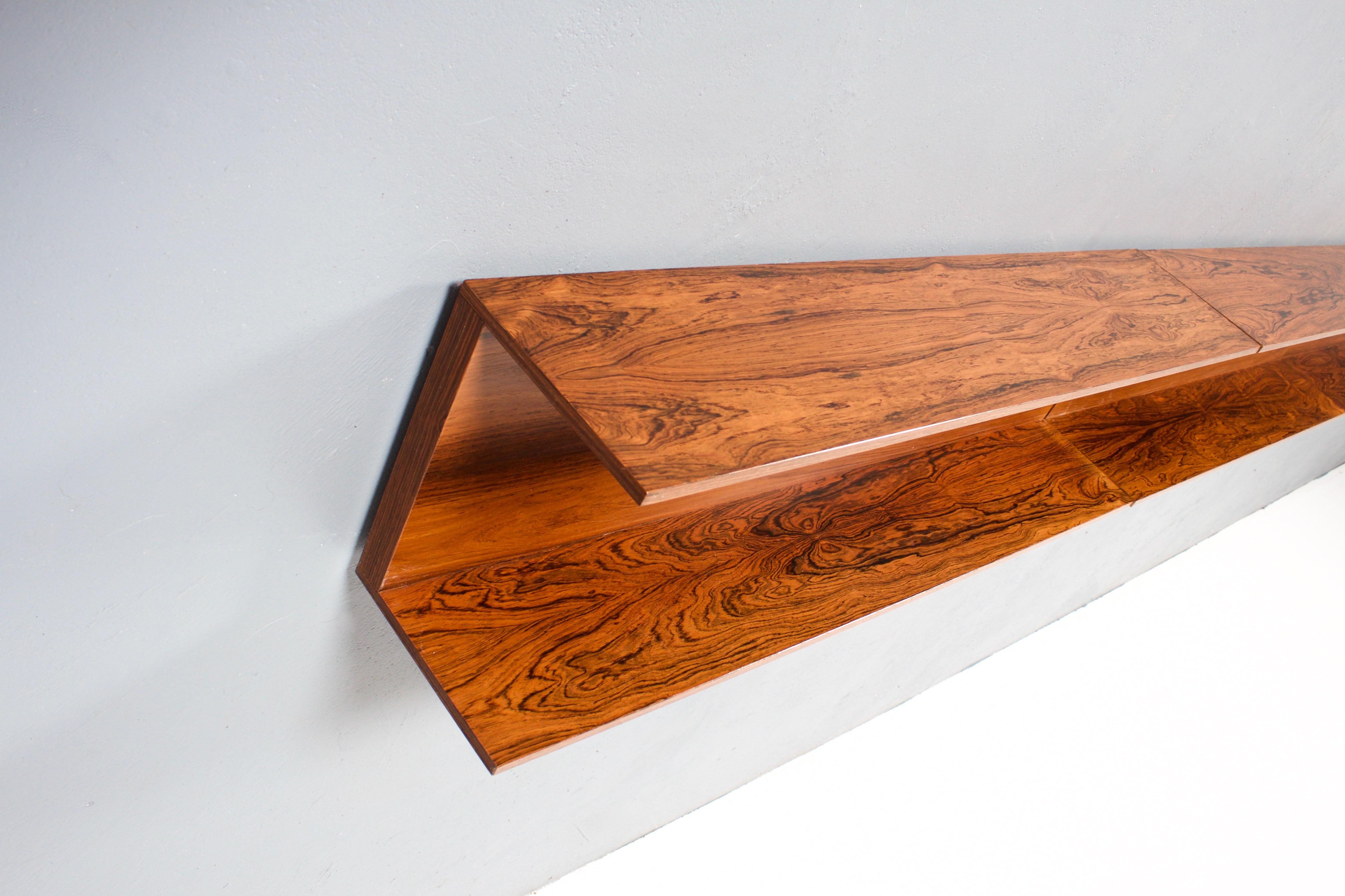 Wood Set of Three Rosewood Wall Shelves by Walter Wirz for Wilhelm Renz, 1960s