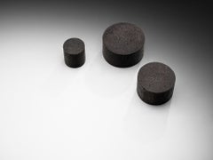 Set of Three Round Brutalist Side Tables in Stone Look Resin