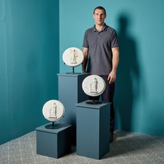 Set of Three Round Carrara Marble Plaques