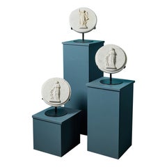 Set of Three Round Carrara Marble Plaques