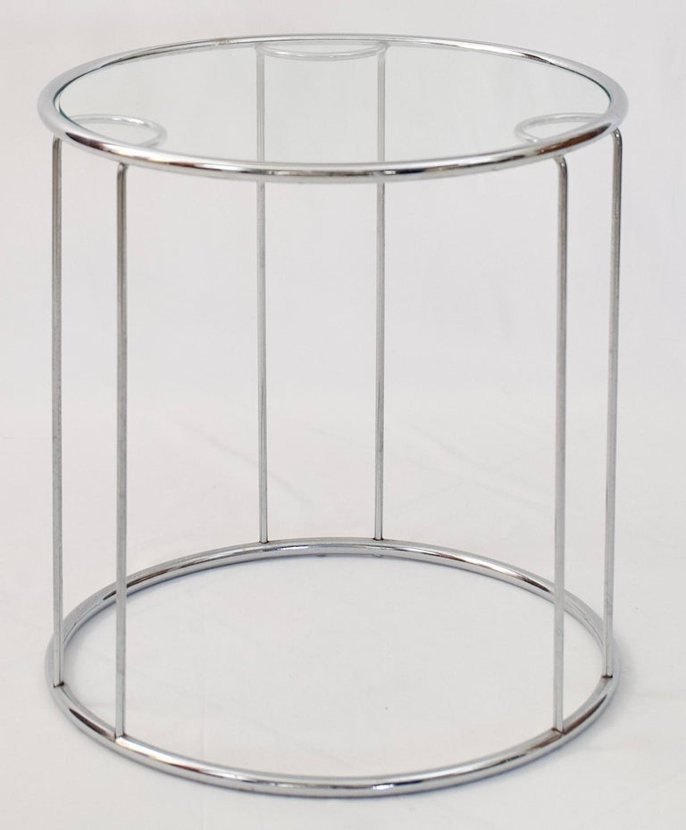 Set of Three Round Chrome and Glass Nesting End Tables by Milo Baughman