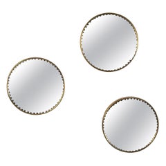 Set di tre specchi rotondi di Cristal Arte, Italia, anni '70