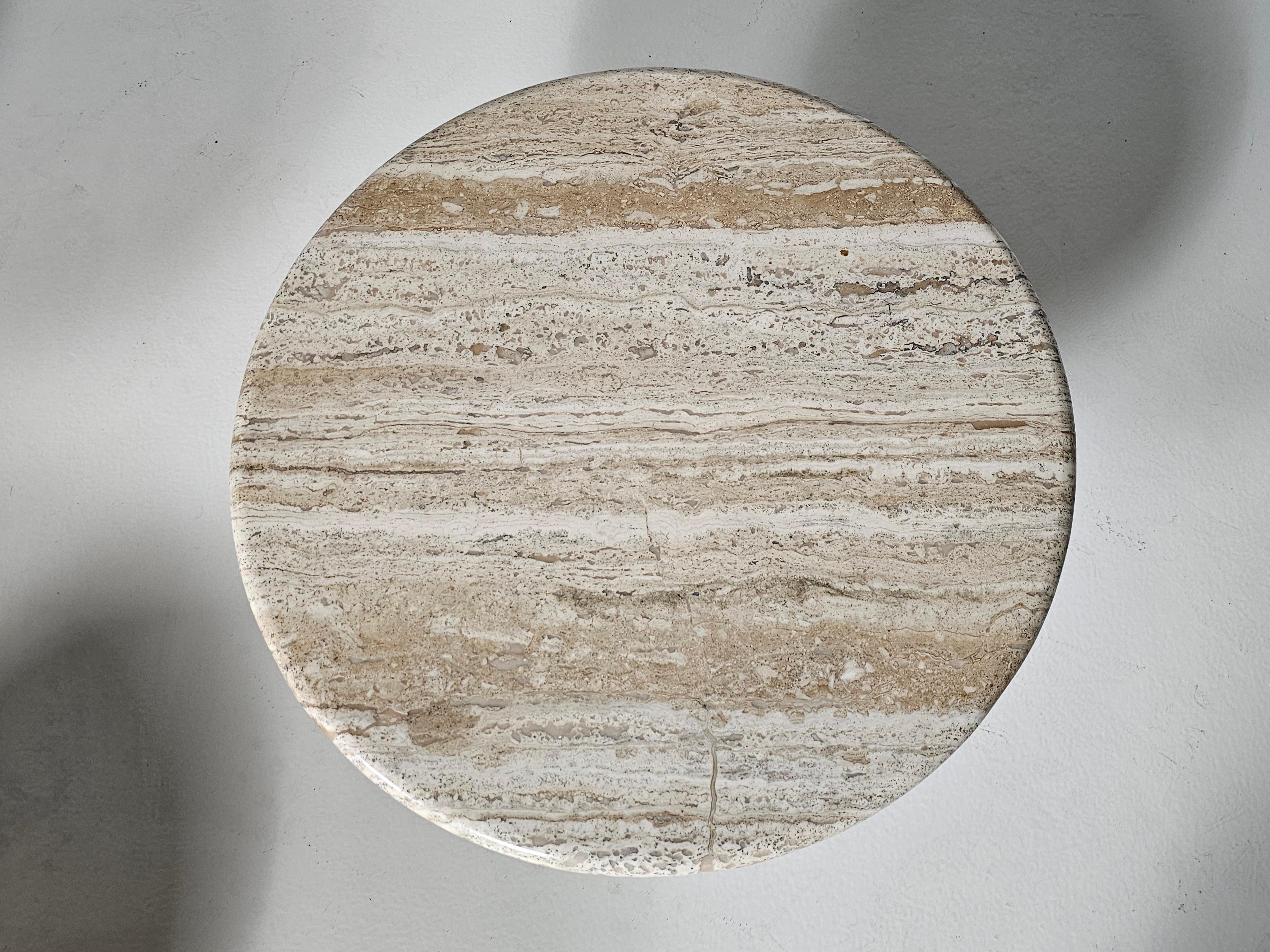 Set of Three Round Travertine Cocktail Tables, Italy, 1970s 6