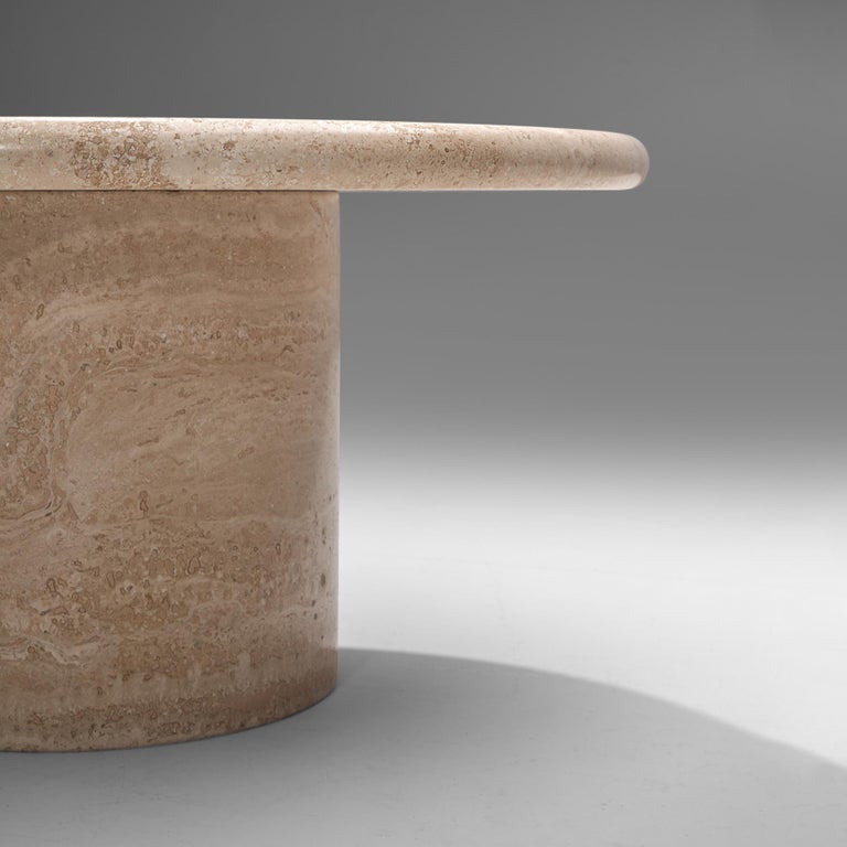 Set of Three Round Travertine Cocktail Tables For Sale at 1stDibs