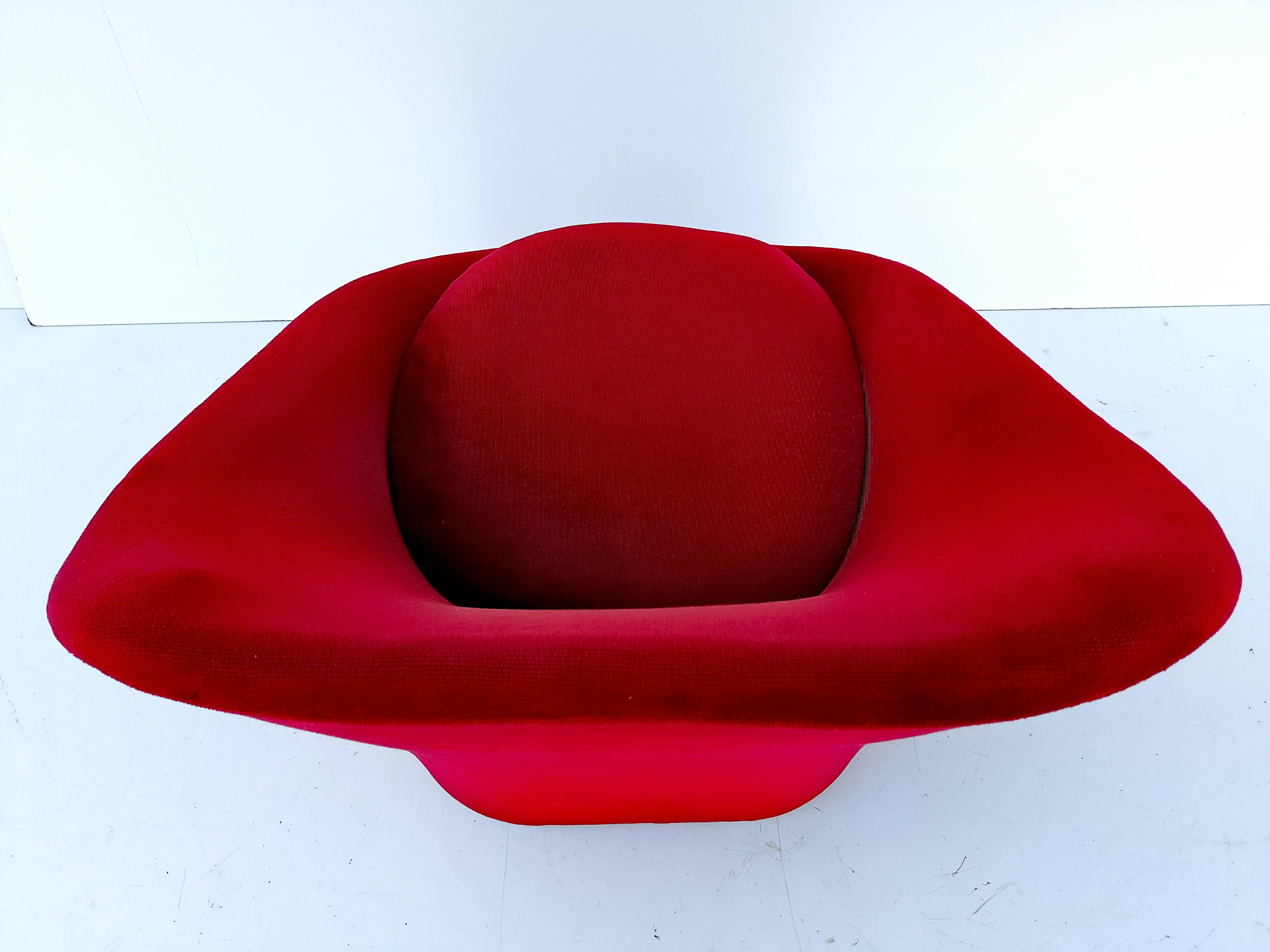 Ruby Velvet Lounge Chairs, circa 1970 For Sale 2