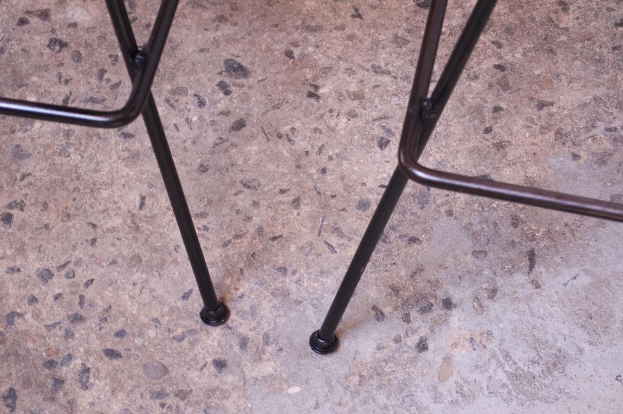 Set of Three Rush and Iron Swiveling Stools by Arthur Umanoff, Five Available 11