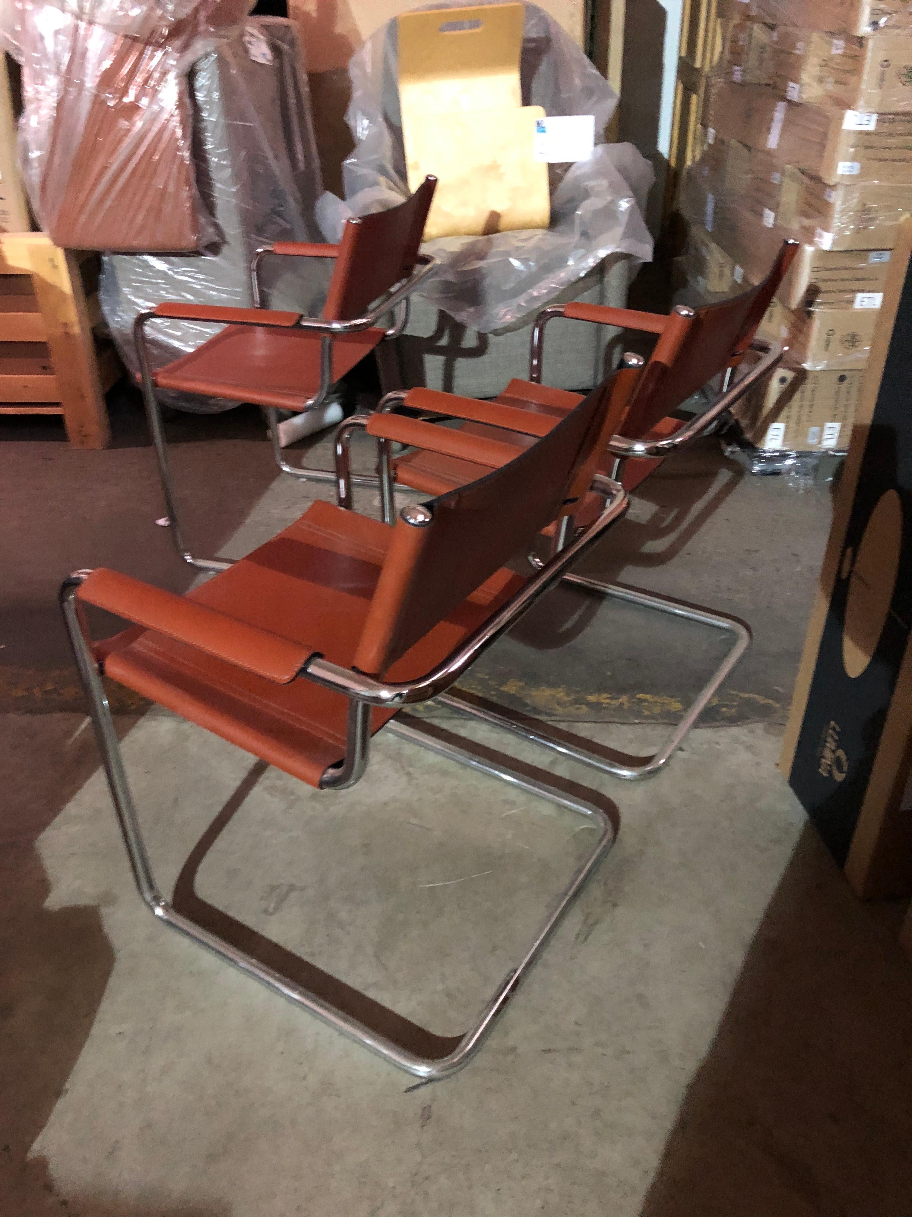 #MG5/B MG chair (3) available
Coach leather: Rust color
Steel frame: Polished chrome
Measures: 24