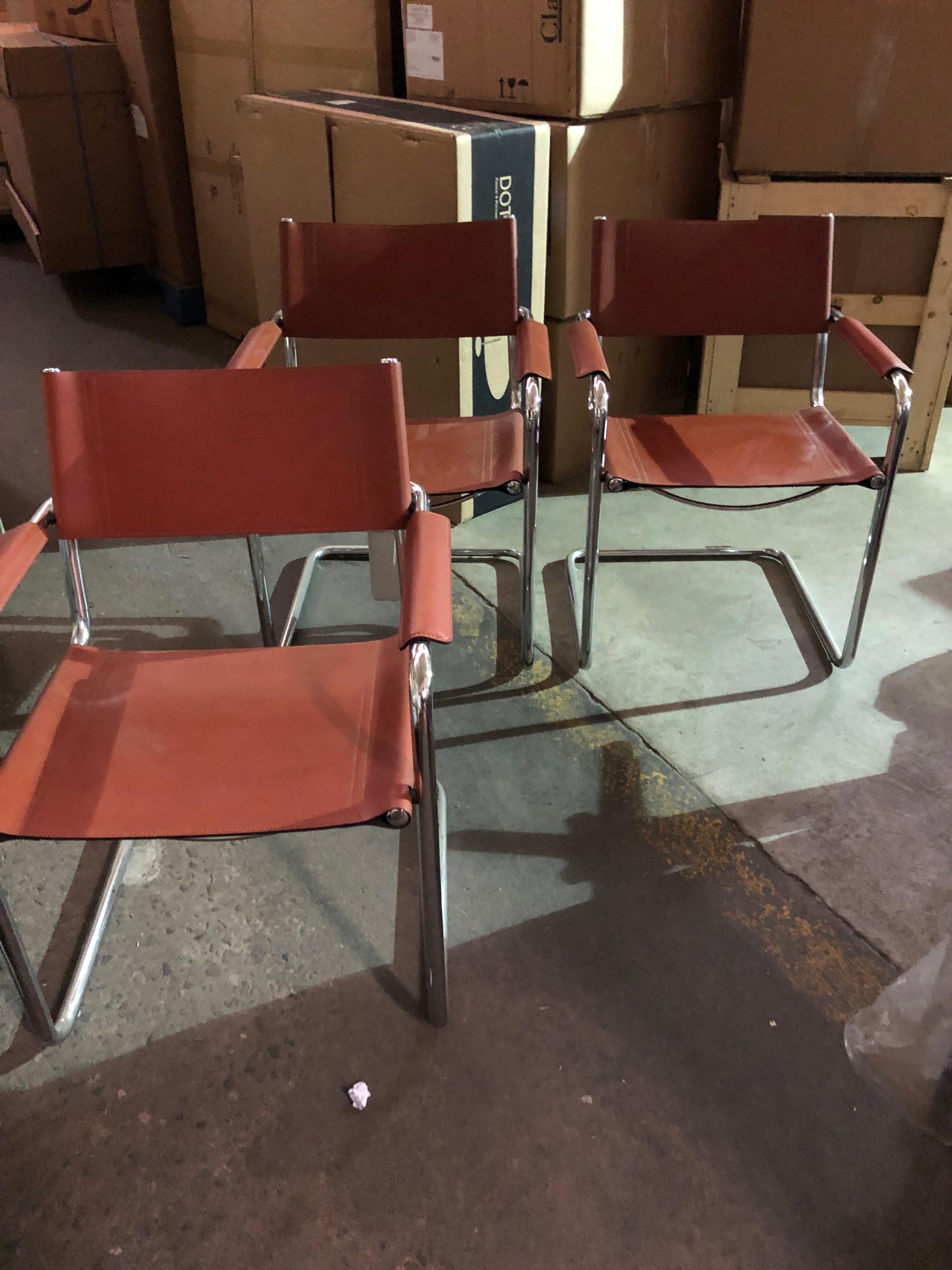 Bauhaus Set of Three Matteo Grassi Rust Italian MG Chairs 