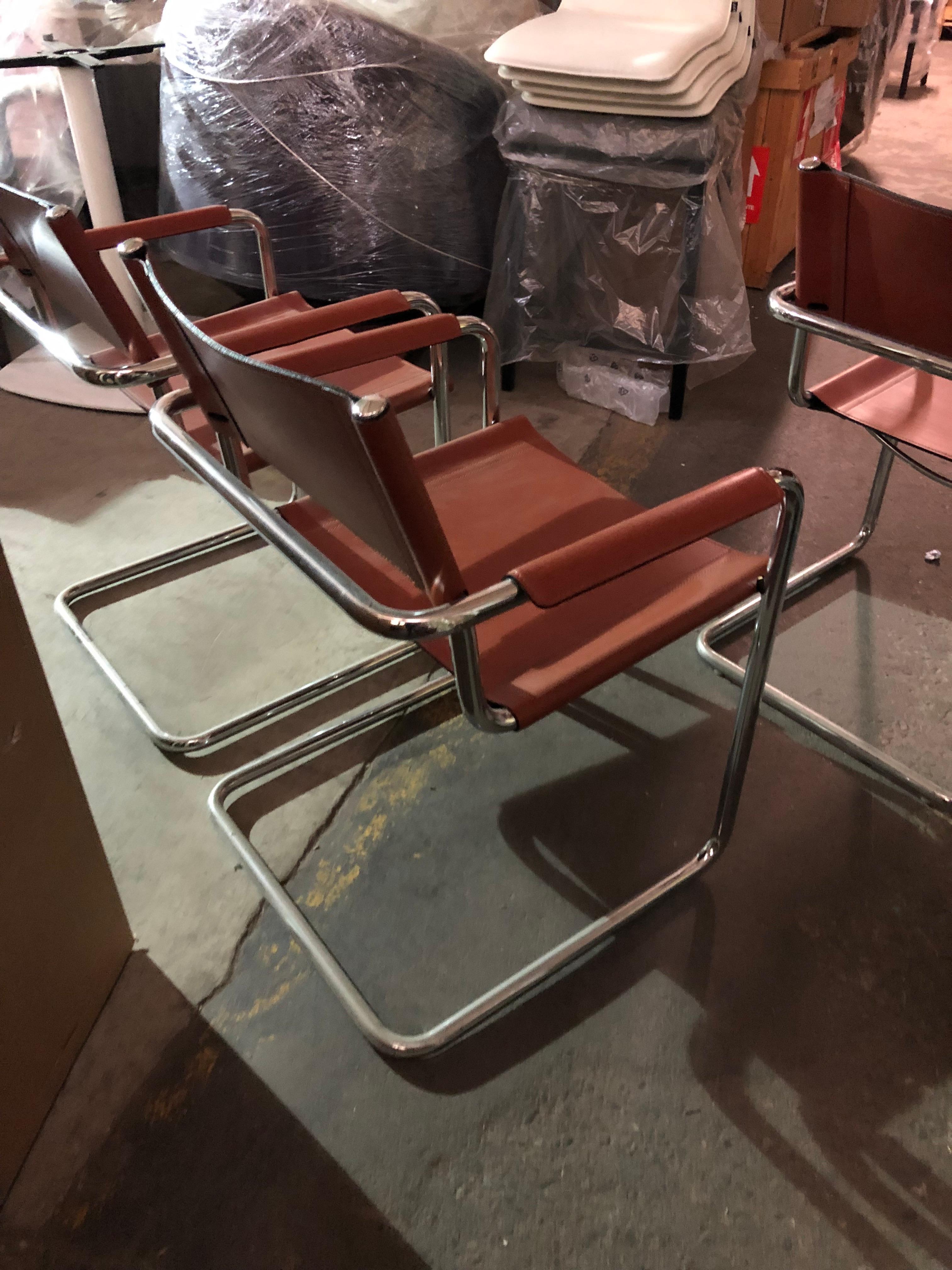 Set of Three Matteo Grassi Rust Italian MG Chairs 1
