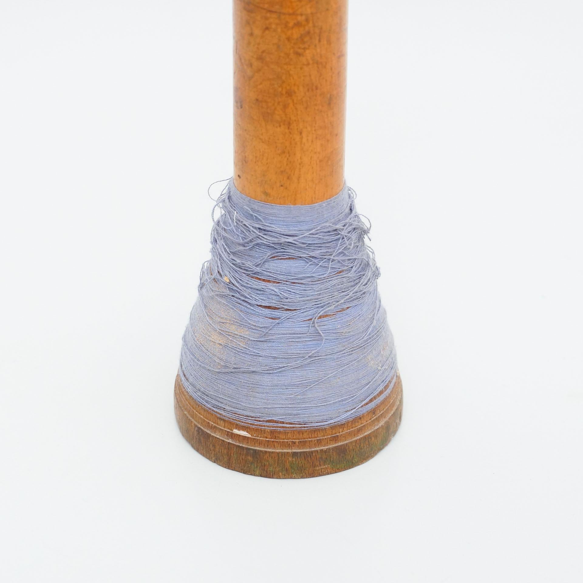 Set of Three Rustic Wooden Spools of Thread, circa 1930 4