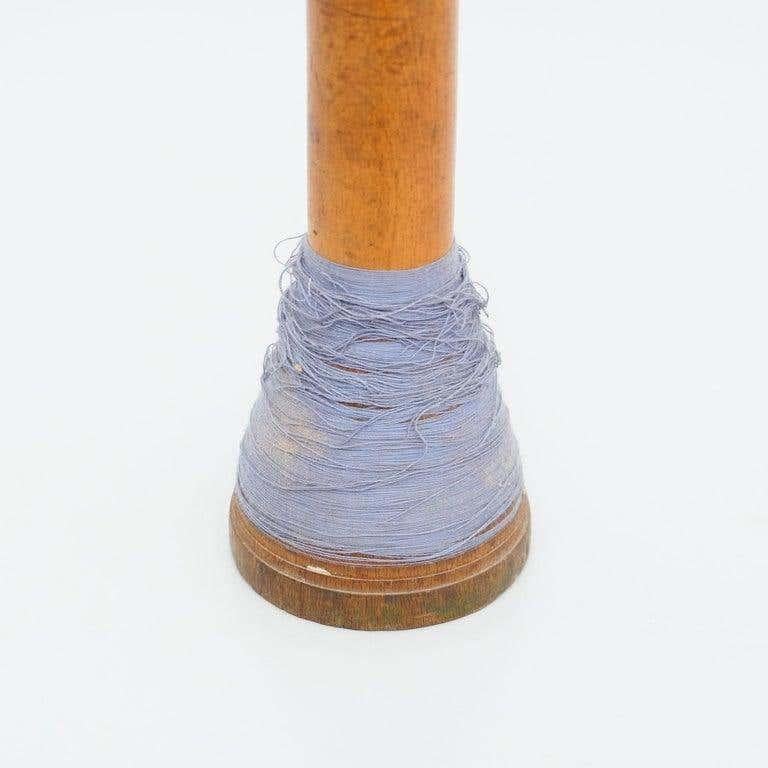 Set of Three Rustic Wooden Spools of Thread, circa 1930 4