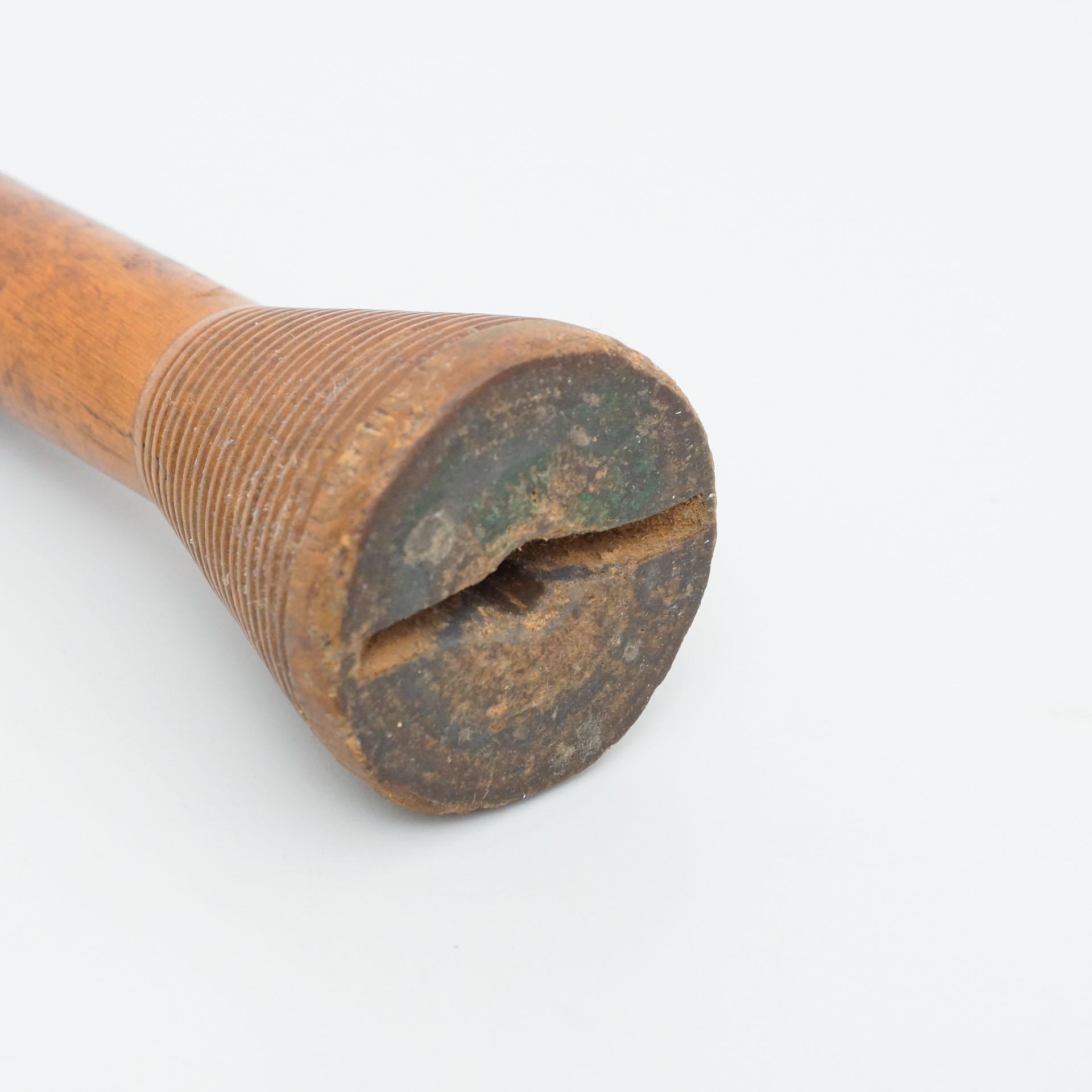 Set of Three Rustic Wooden Spools of Thread, circa 1930 6