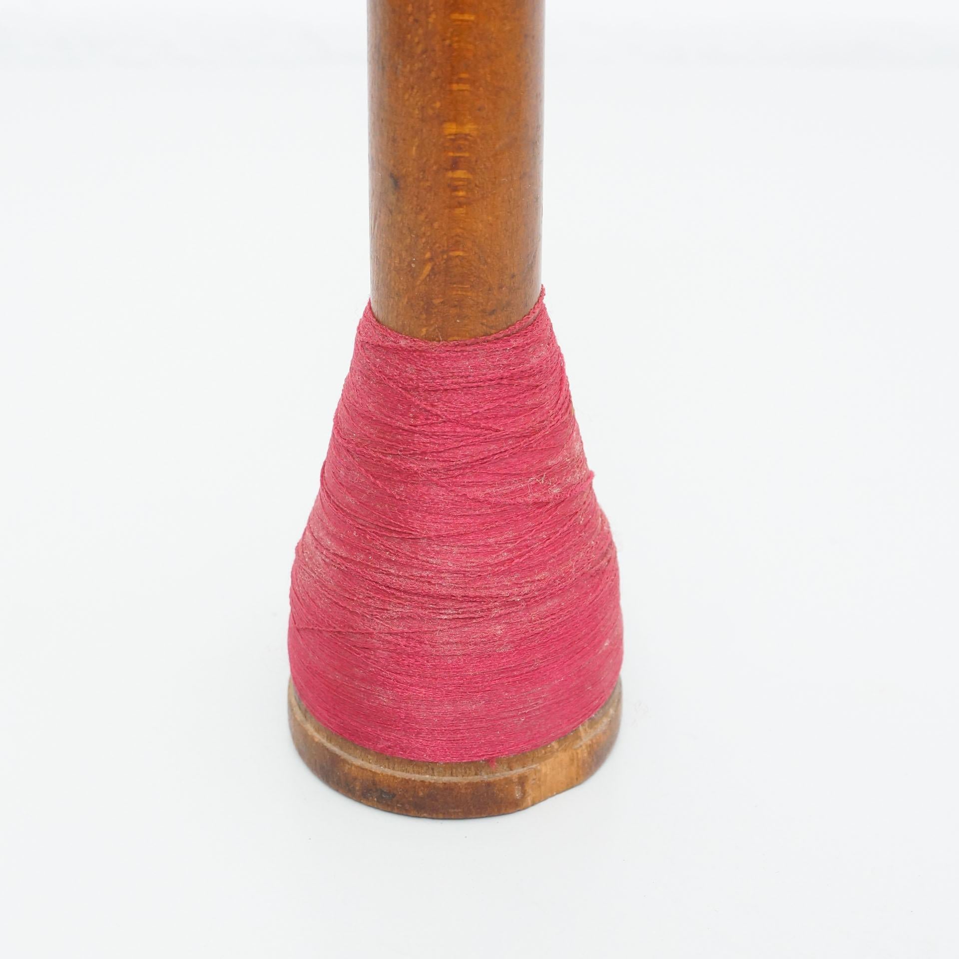Set of Three Rustic Wooden Spools of Thread, circa 1930 8