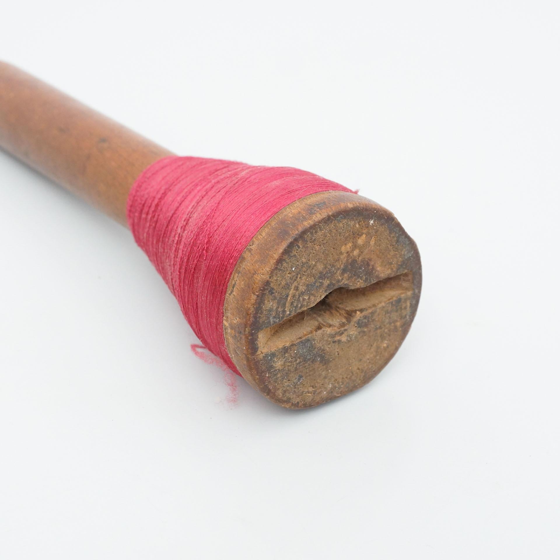 Set of Three Rustic Wooden Spools of Thread, circa 1930 10