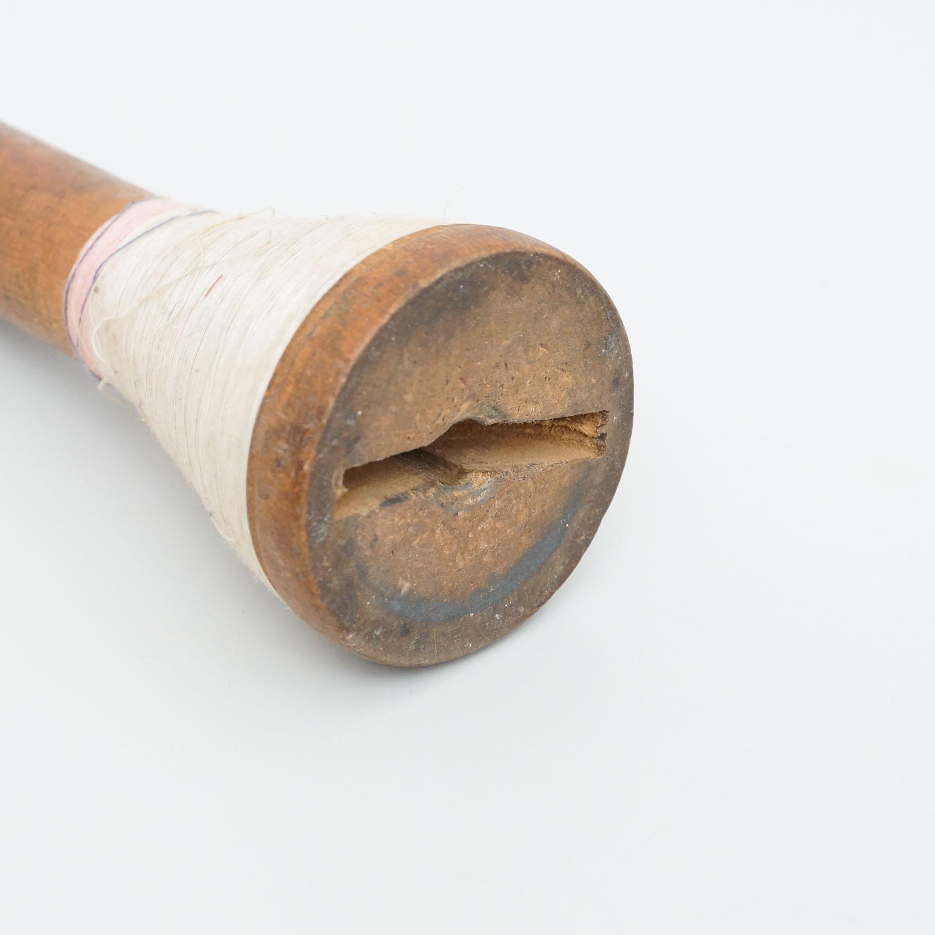 Set of Three Rustic Wooden Spools of Thread, circa 1930 10