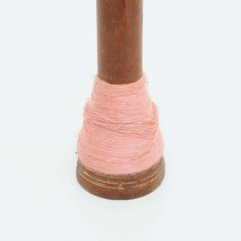 Mid-20th Century Set of Three Rustic Wooden Spools of Thread, circa 1930