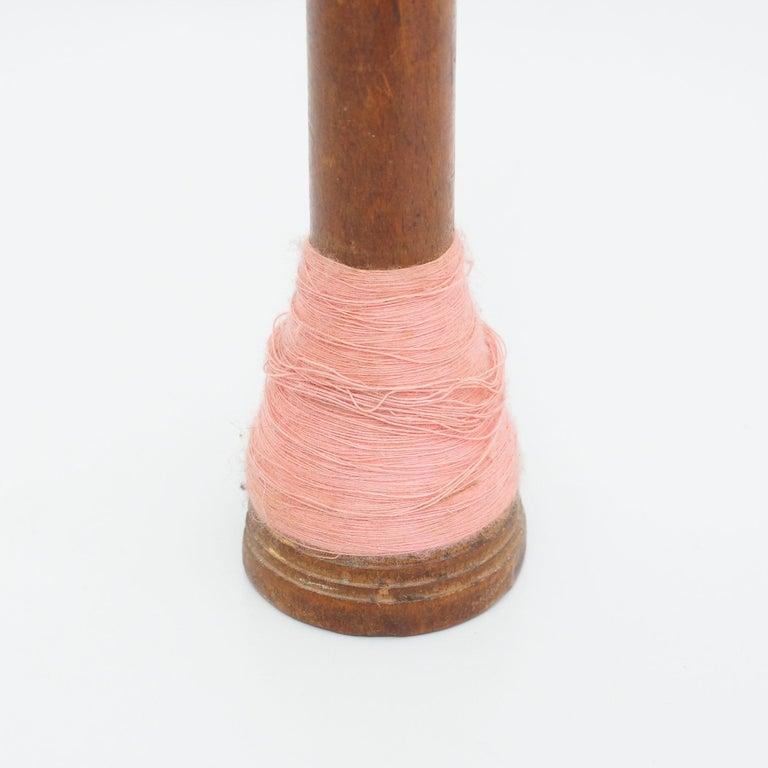 Mid-20th Century Set of Three Rustic Wooden Spools of Thread, circa 1930