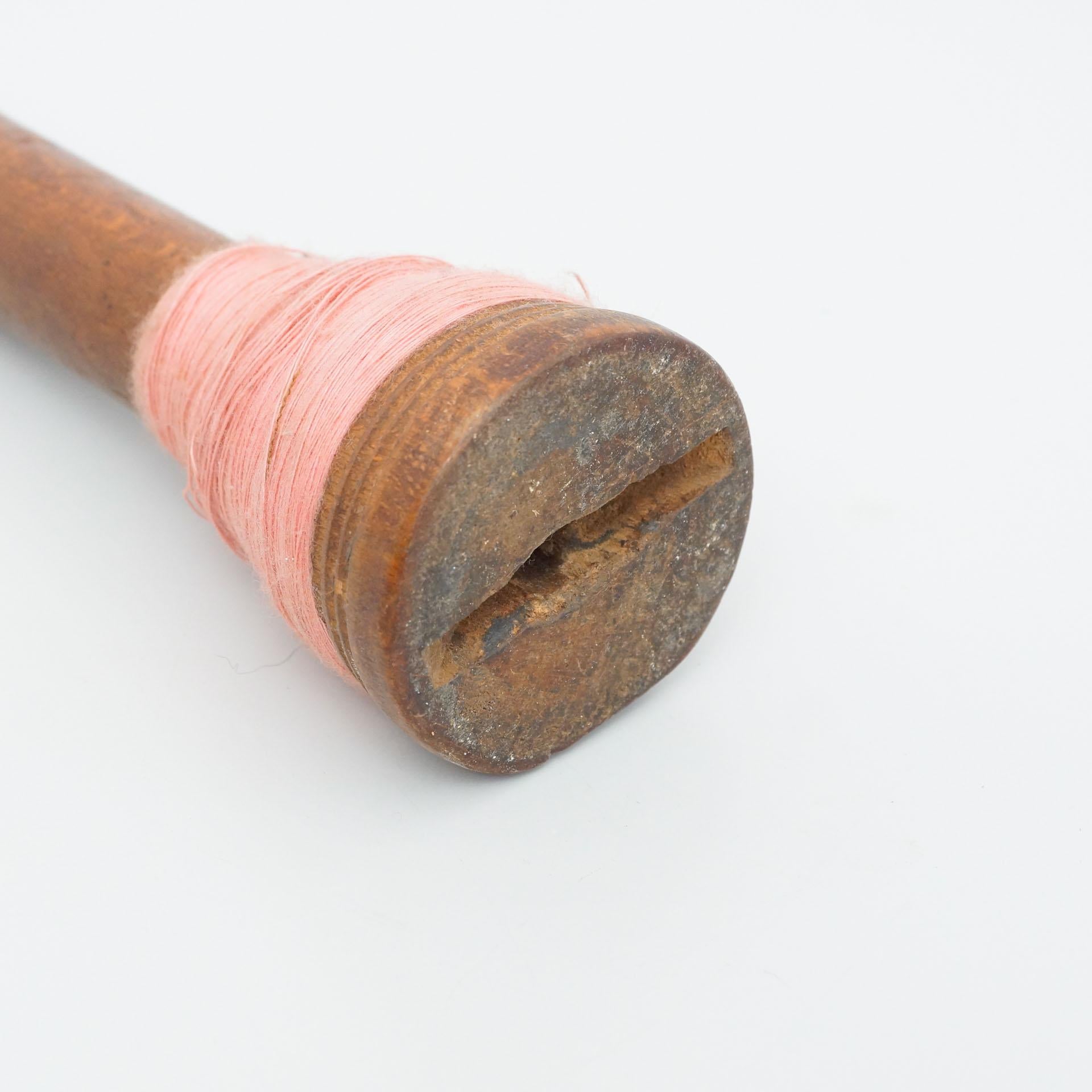 Set of Three Rustic Wooden Spools of Thread, circa 1930 2
