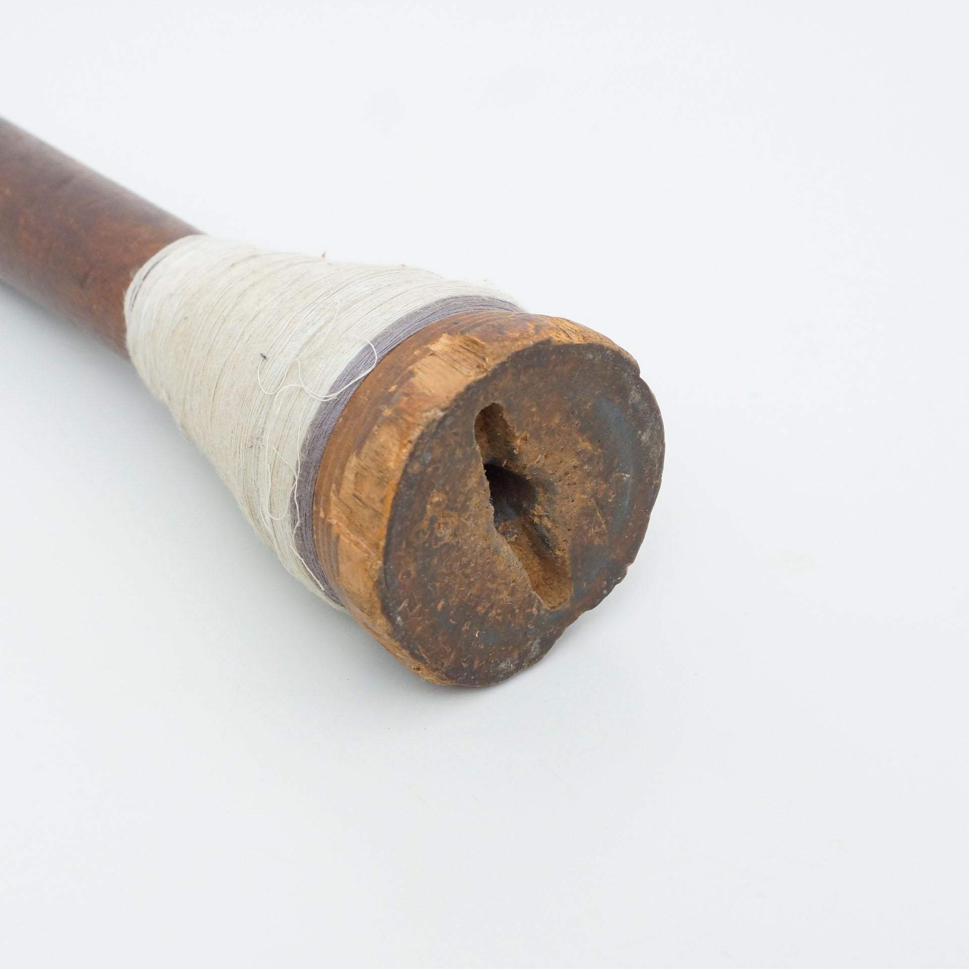Set of Three Rustic Wooden Spools of Thread, circa 1930 2