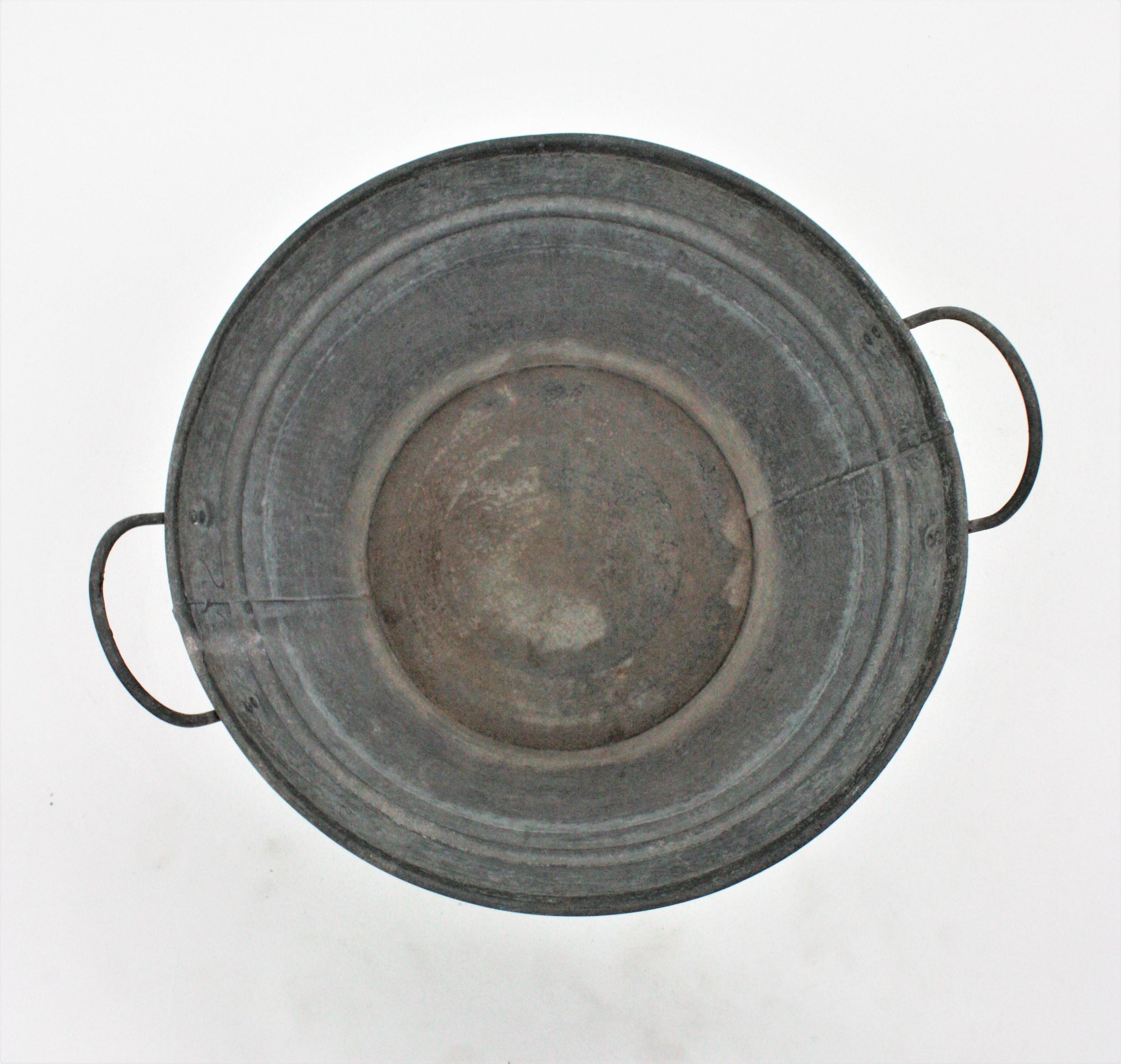 Set of Three Rustic Zinc Water Buckets For Sale 4