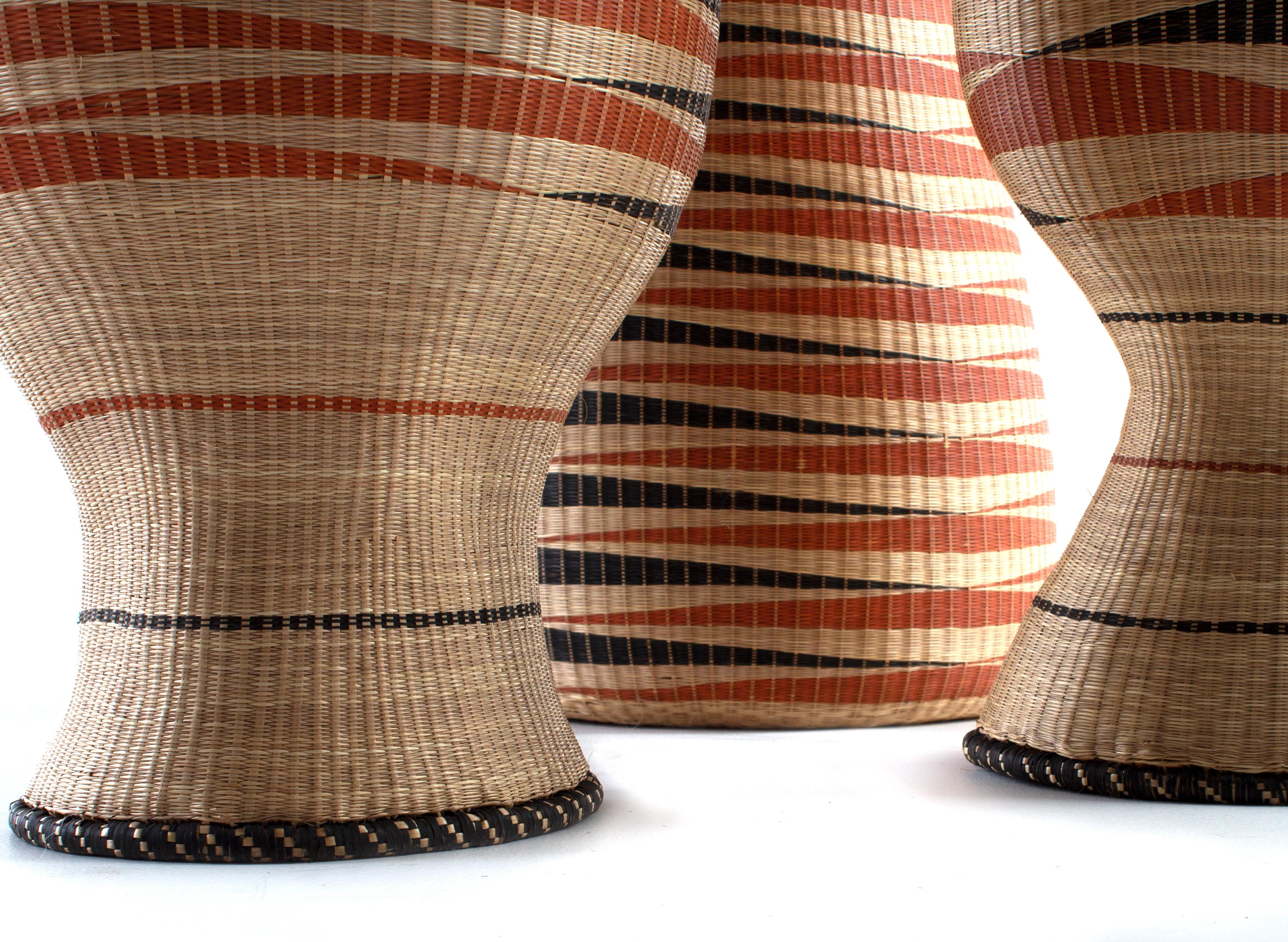 Set of three Rwandan Folk Art baskets.

Sold as a set of Three