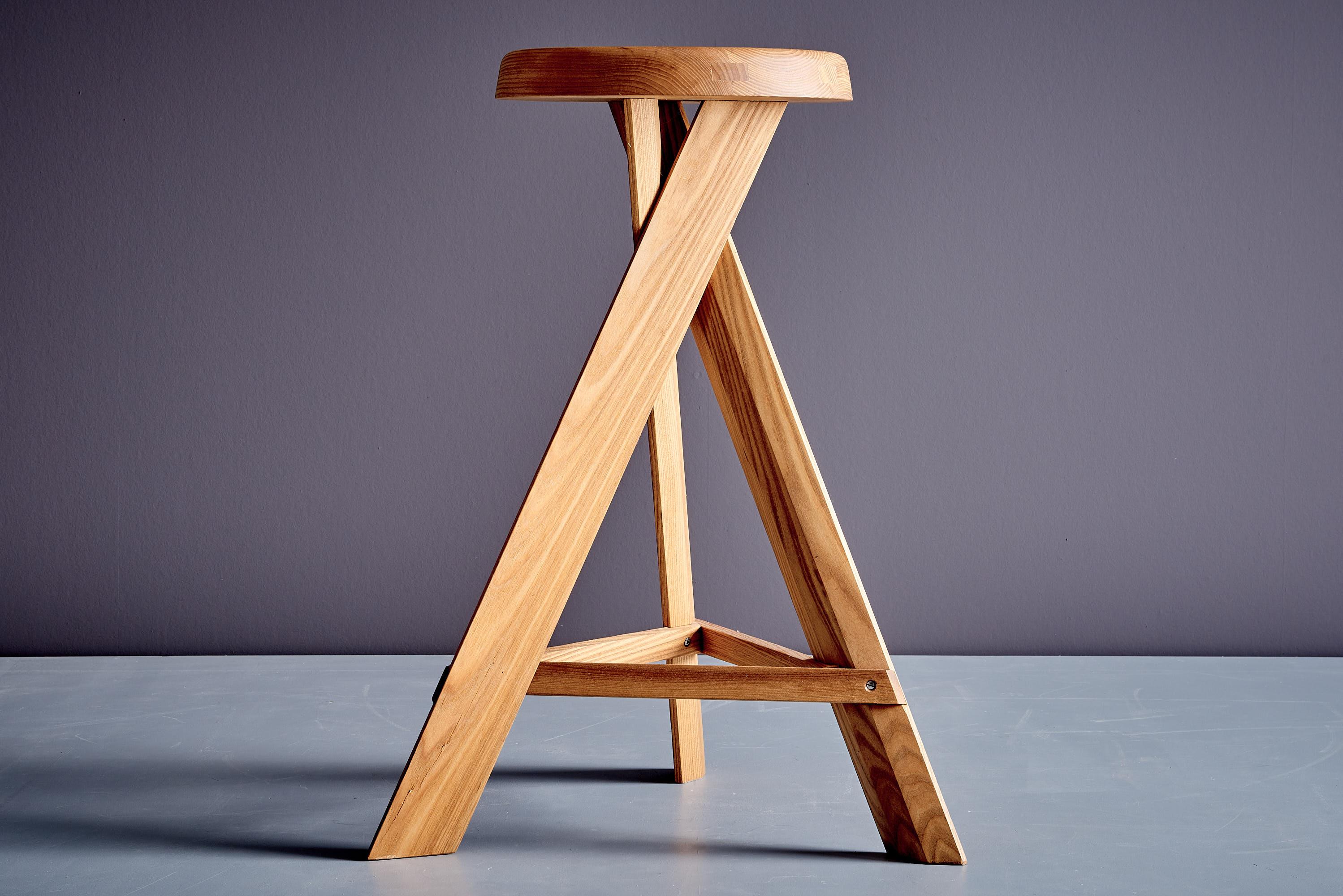 French Set of three S31 C Tabouret Round Bar Stools by Pierre Chapo, France For Sale