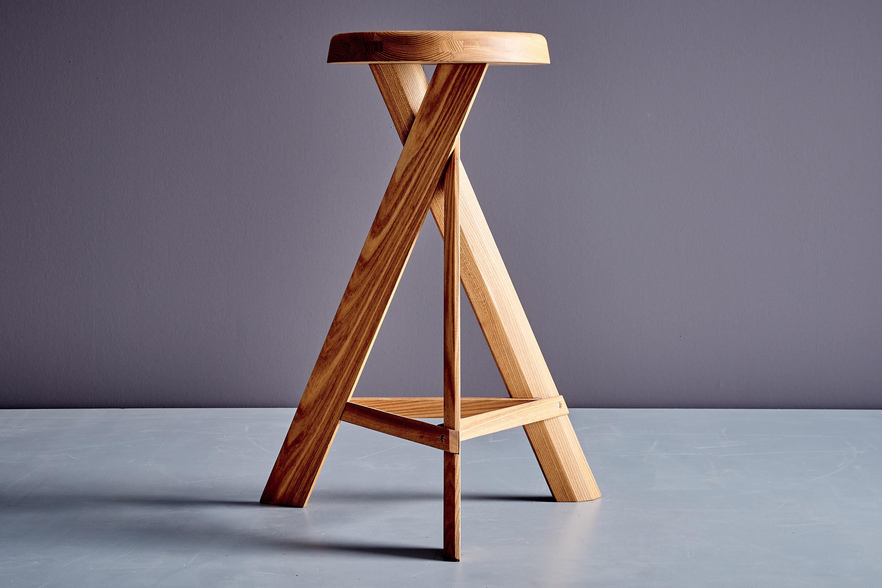 Set of three S31 C Tabouret Round Bar Stools by Pierre Chapo, France For Sale 1