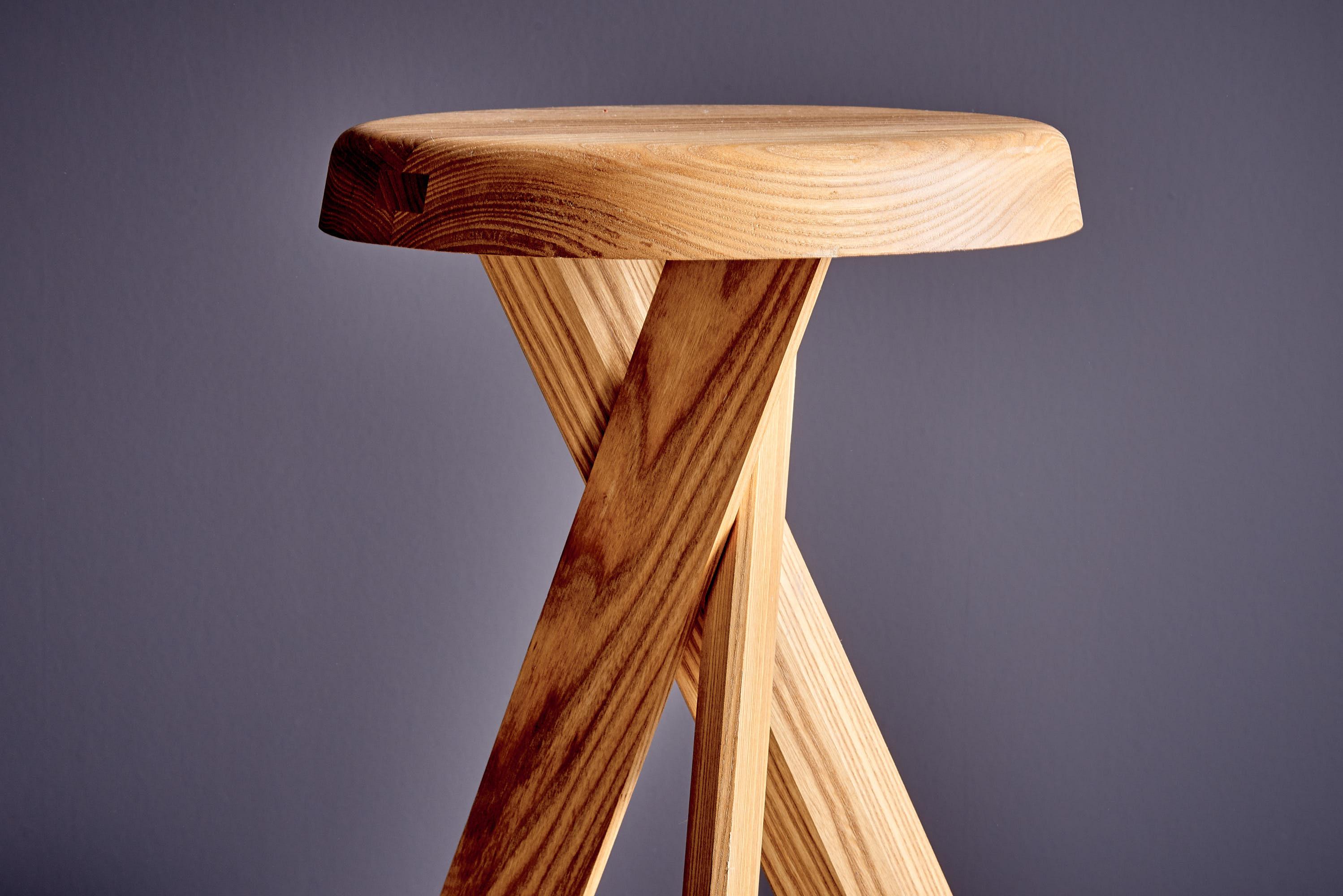 Set of three S31 C Tabouret Round Bar Stools by Pierre Chapo, France For Sale 2