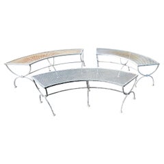 Set di tre panchine da giardino Salterini in ferro battuto ricurve, CIRCA 1950-1960